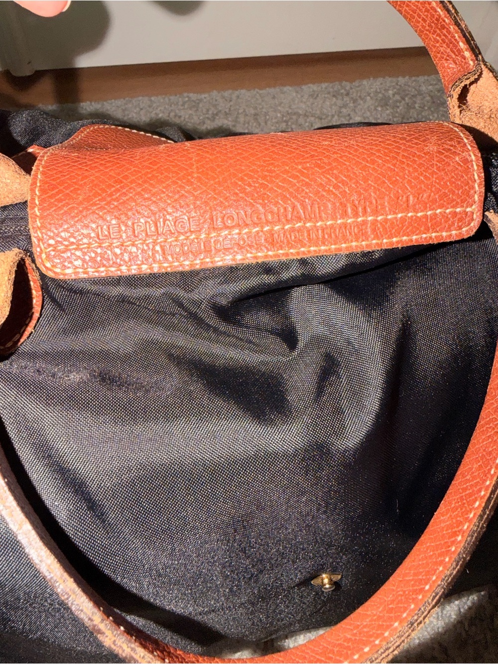 Longchamp Black Nylon Tote with Brown Leather Trim travel bag - Picture 4 of 8